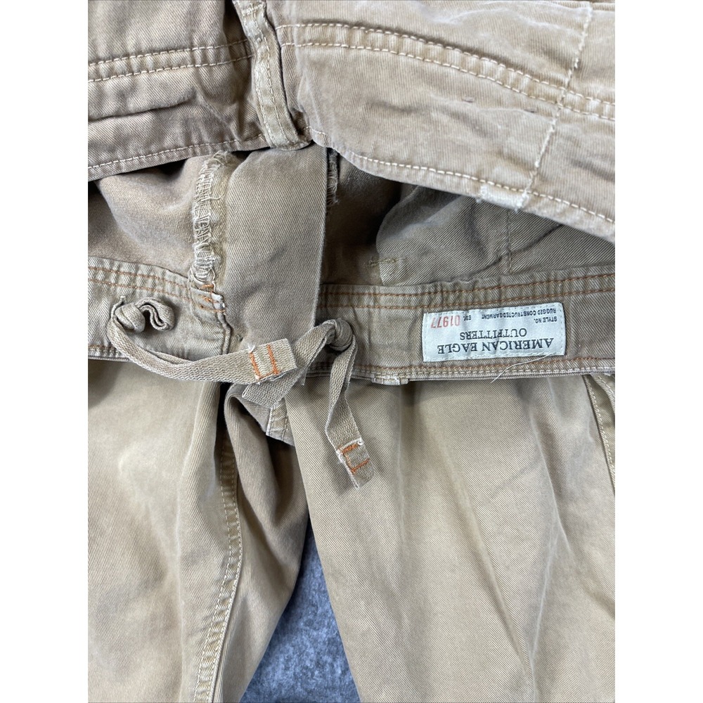 American Eagle Cargo Shorts Mens 36 Beige Broken In Streetwear Grunge Distressed - Picture 13 of 13